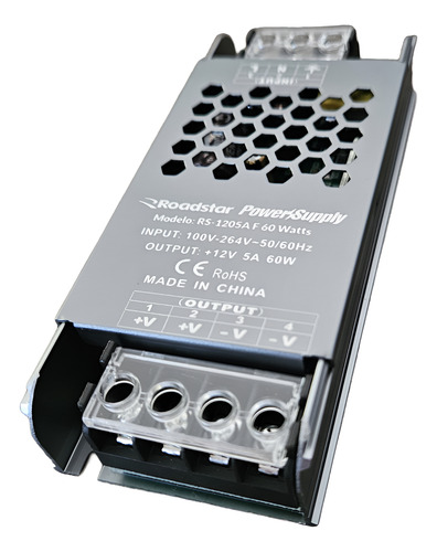 Fonte Chaveada Slim Automática 12v 5a 60w Rs1205a Roadstar