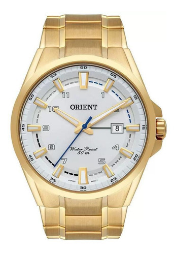 Relógio Masculino Dourado Orient Com Data Prova D'água +
