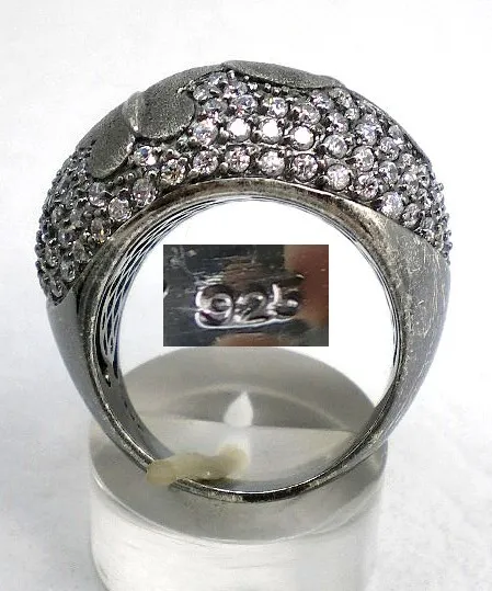 Anillo De Plata 925 Pavonada Y Zafiros Blancos Goldantiques