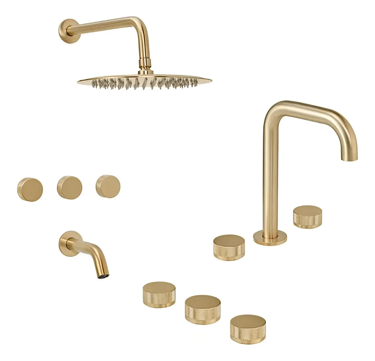 Combo Grifería Peirano Fabric Dorado Bidet + Lav + Ducha Dorado