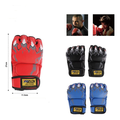 Guantes Mma Vale Todo Ufc Kick Boxing Wolon Standar Azul