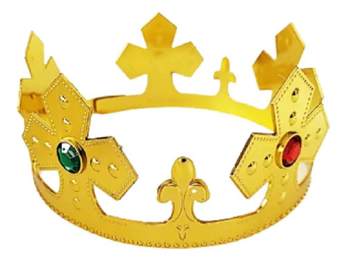 Coroa Principe Rei Infantil Metalizada Dobrável Regulável Cor Dourado