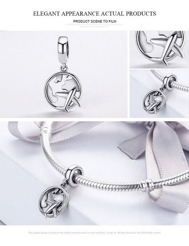 Imagen 6 de 8 de Charm Dije Viajes Avión Fabricado En Plata 925