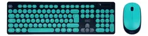 Comprar Kit Combo Teclado Y Mouse Inalambrico Gtc Cbg-027 Usb Optico Mouse Verde Claro Agua Teclado Verde Claro Agua