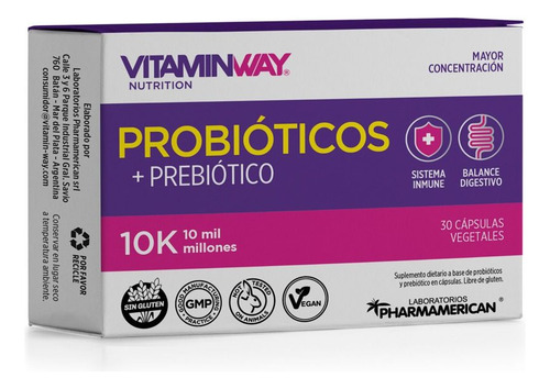 Probioticos y Prebiotico 10k Vitaminway Sistema Inmune Balance Digestivo