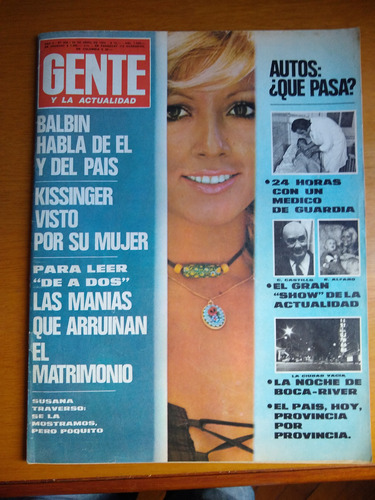 Revista Gente 509 24/4/1975 - Tapa Susana Traverso Impecable