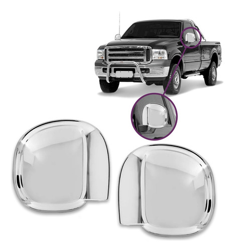 Kit F250 Capa Maçaneta Aplique Retrovisor Cromado 98 99 00