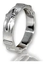 Comprar Anel Dezena Cruz Terço 5mm Religioso Masculino Prata 950