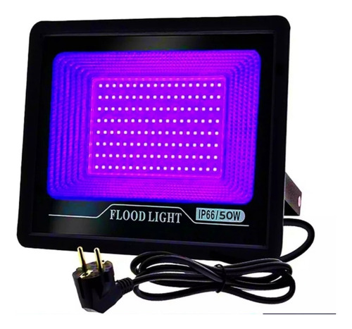 Reflector De Luz Negra Ultravioleta De 50w Con Enchufe Cambi