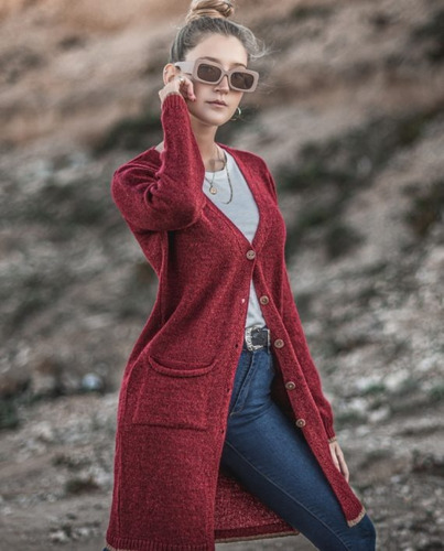 Imagen 2 de 8 de Cárdigan Mujer Sweater Saco Con Bolsillos Botones Kierouno