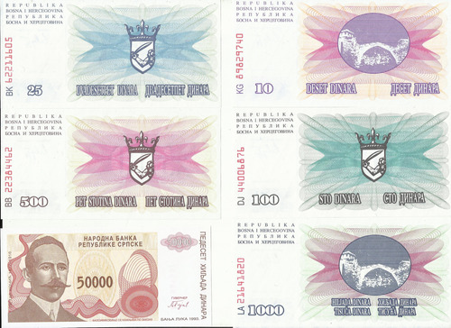 Bosnia Y Herzegovina Lote De Billetes