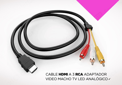 Imagen 3 de 10 de Cable Hdmi A 3 Rca Adaptador Video Macho Tv Led Analogico