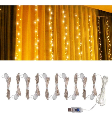 Usb 300 Led Cortina De La Ventana De La Cadena De Luces De H