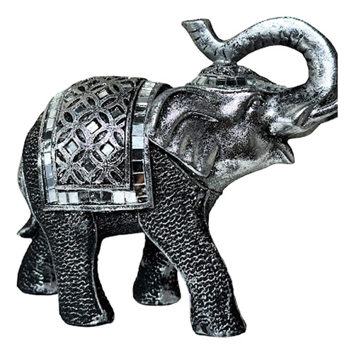 Elefante De La Suerte Adorno Resina Cerámica Espejos 18 Cms