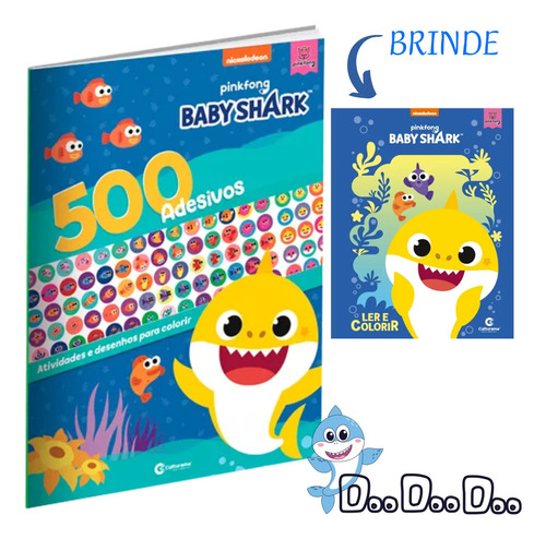 Livro Para Colorir Com Atividades Infantil Com Adesivos Baby Shark Culturama