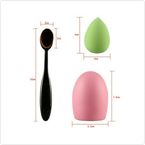 Imagen 3 de 7 de Maquillaje, Set Oval Brush + Limpiador De Cepillo + Esponja