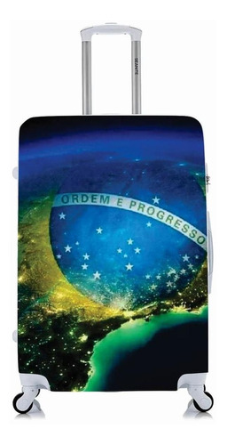 Capa Protetora Para Mala Viagem Média Bandeira Brasil