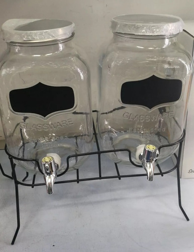 Imagen 4 de 6 de Dispensador De Vidrio Para Agua/bebida 8 Lt C/ Rack C/caños