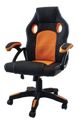 Silla de escritorio Freeland SIGA9044 gamer ergonómica  negra y naranja