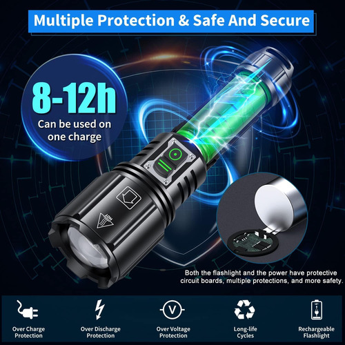 Ruiyue Linterna Recargable 200000 Lumens, Ipx6 Impermeable