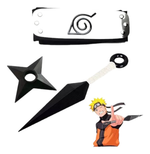 Naruto Kit Ninja Bandana Kunai Shuriken Brinquedo Fantasia