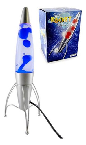 Cohete Retro Lámpara De Lava Color Azul 18 Pulgadas