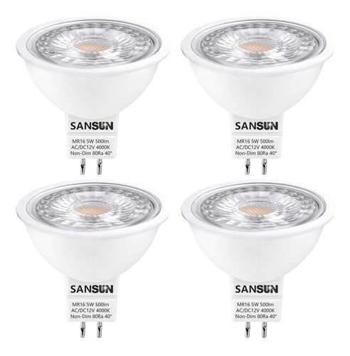 Sansun Bombillas Led Mr16 De 5 W, Repuesto De 12 V 50 W, Bas