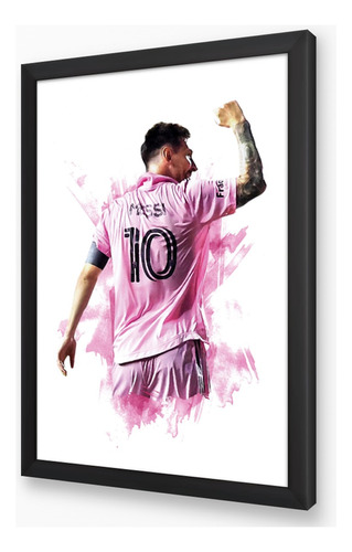 Cuadro Messi Lionel Inter Miami Madera Vidrio Poster 30x23