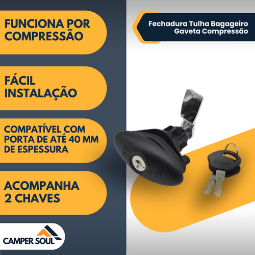 Fechadura Tulha Bagageiro Gaveta Compressão Motorhome Traile