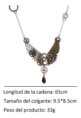 Collar Con Colgante Dije De Alas Y Engranajes Punk Vintage Collar Con Colgante