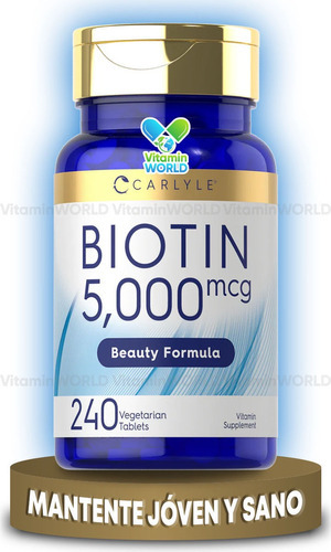 Carlyle Biotina 5000mcg 240 Tabletas De Disolución Rápida Sabor Sin sabor
