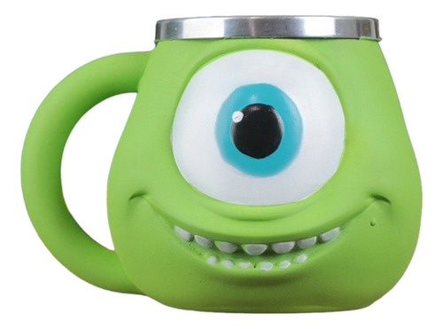 Caneca Decorativa Resina Inox 3d Monstros Sa Mike Cor Verde-limão