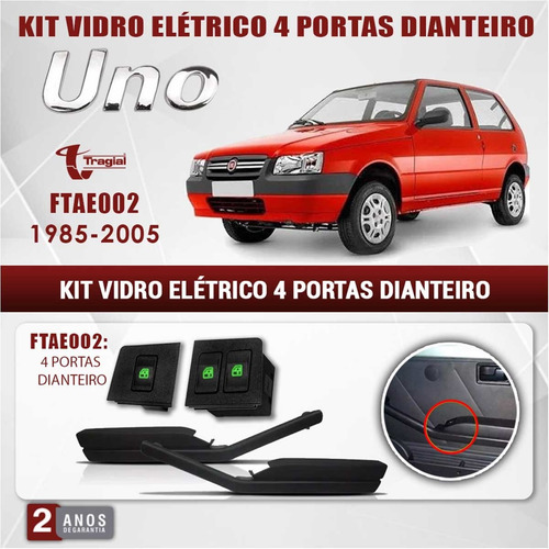 Imagem 3 de 3 de Kit Vidro Elétrico Tragial Fiat Uno Fiorino 85/05 Dianteiro