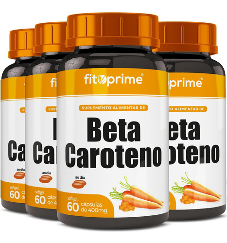 Kit 4 Beta Caroteno 400mg 60 Cápsulas Fitoprime