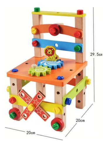Silla Montessori De Madera Con Tuercas Educativas