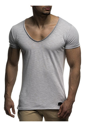 Camiseta Casual Cuello Pico De Hombre Deportes Manga Corta