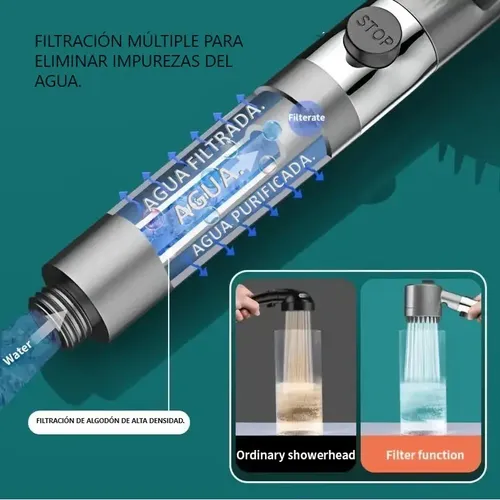 Ducha Cabezal Alta Presión Con Filtro Masajeador De Cabello