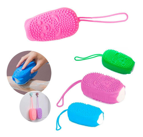 Esponja Macia De Silicone Para Banho Com Porta Sabonete