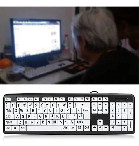 Teclado De Computadora Con Teclas De Gran Tamaño Y Alto Cont
