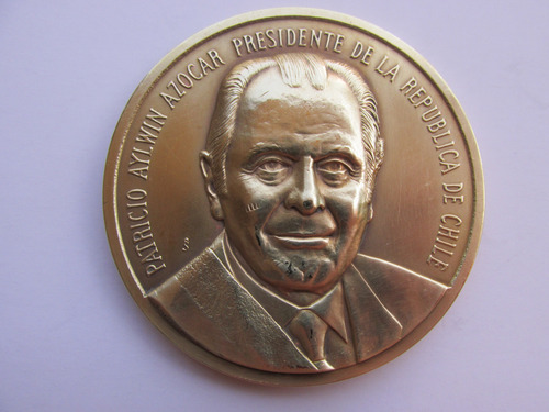 Gran Antigua Medalla Presidente Chile Patricio Aylwin Bronce (Usado)