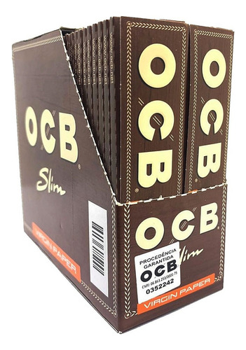 Caixa Seda Ocb Brown Marrom Virgin King Size Slim 50 Livreto