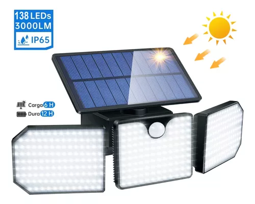 360W Farolas Solares Exterior LED con Placa Solar,Farolas Solares Exterior  6500k Luz Blanca Fria Farola Solar Impermeable IP67 con Control Remote