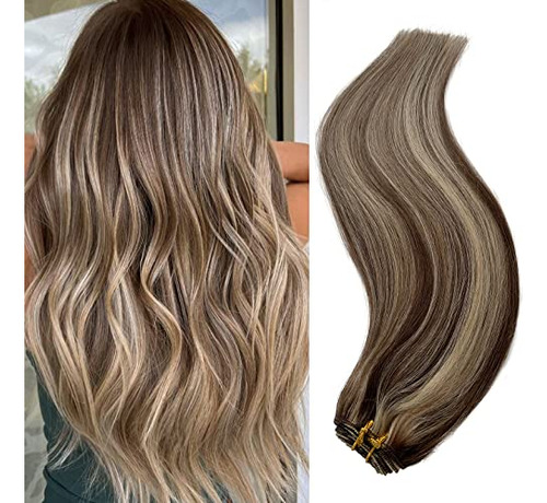 Tejido De Pelo Humano Coser En Extensiones Rubia D8bgb