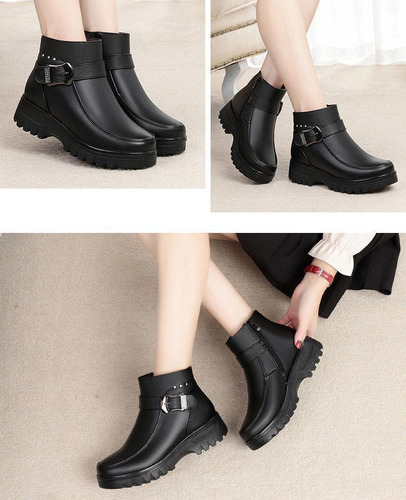 Botas De Nieve Para Mujer Cálidas Botas De Cuero De Felpa