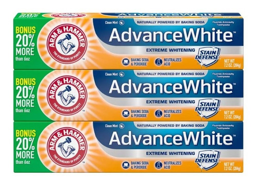 Pasta Blanqueadora Arm& Hammer Advance White Extremepaq De 3