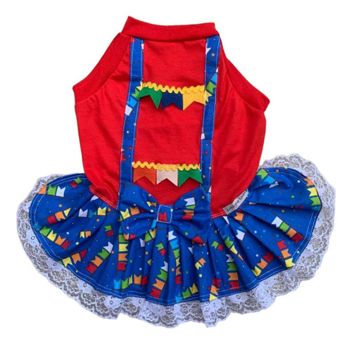 Roupas Cães-cachorro - Malha - Fêmea - Festa Junina Vermelho