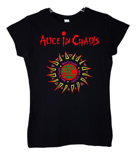 Polera Mujer Alice In Chains Logo En Colores Rock Abominatro