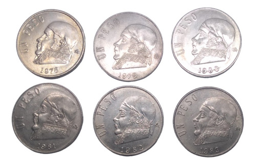 Monedas $1 Peso Morelos Niquel 6 Piezas Nuevas 1978 A 1983  