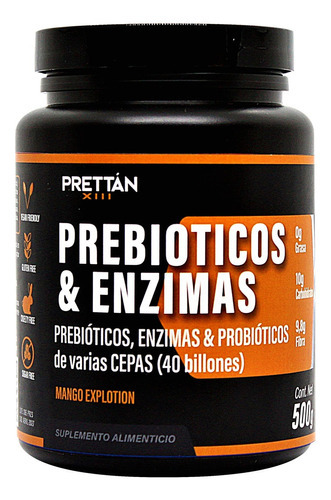 Proteina Prebioticos & Enzimas Suplemento 500g Mango Prettan Sabor Mango Explotion