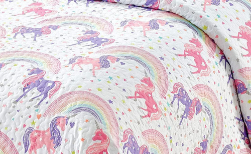 Kids Zone Collection Colcha Colcha Unicornio Estrellas Coraz